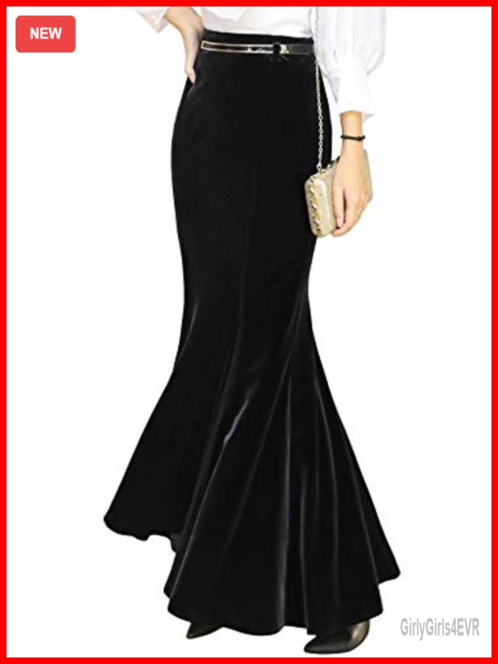 High Waist Velvet Fishtail Mermaid Maxi Skirt Evening Party